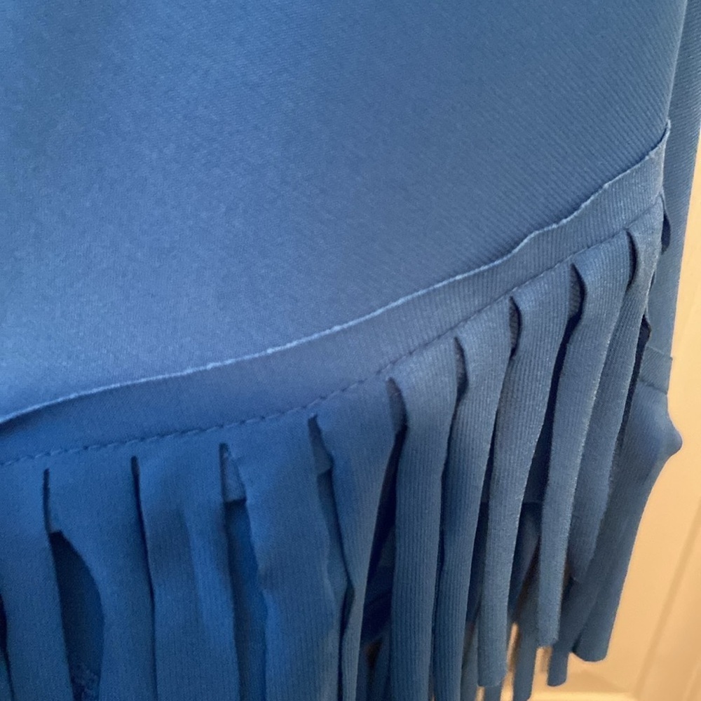 Attitudes by Renee Como Jersey Fringe Trim Poncho Blue Grotto M/L - Picture 9 of 15